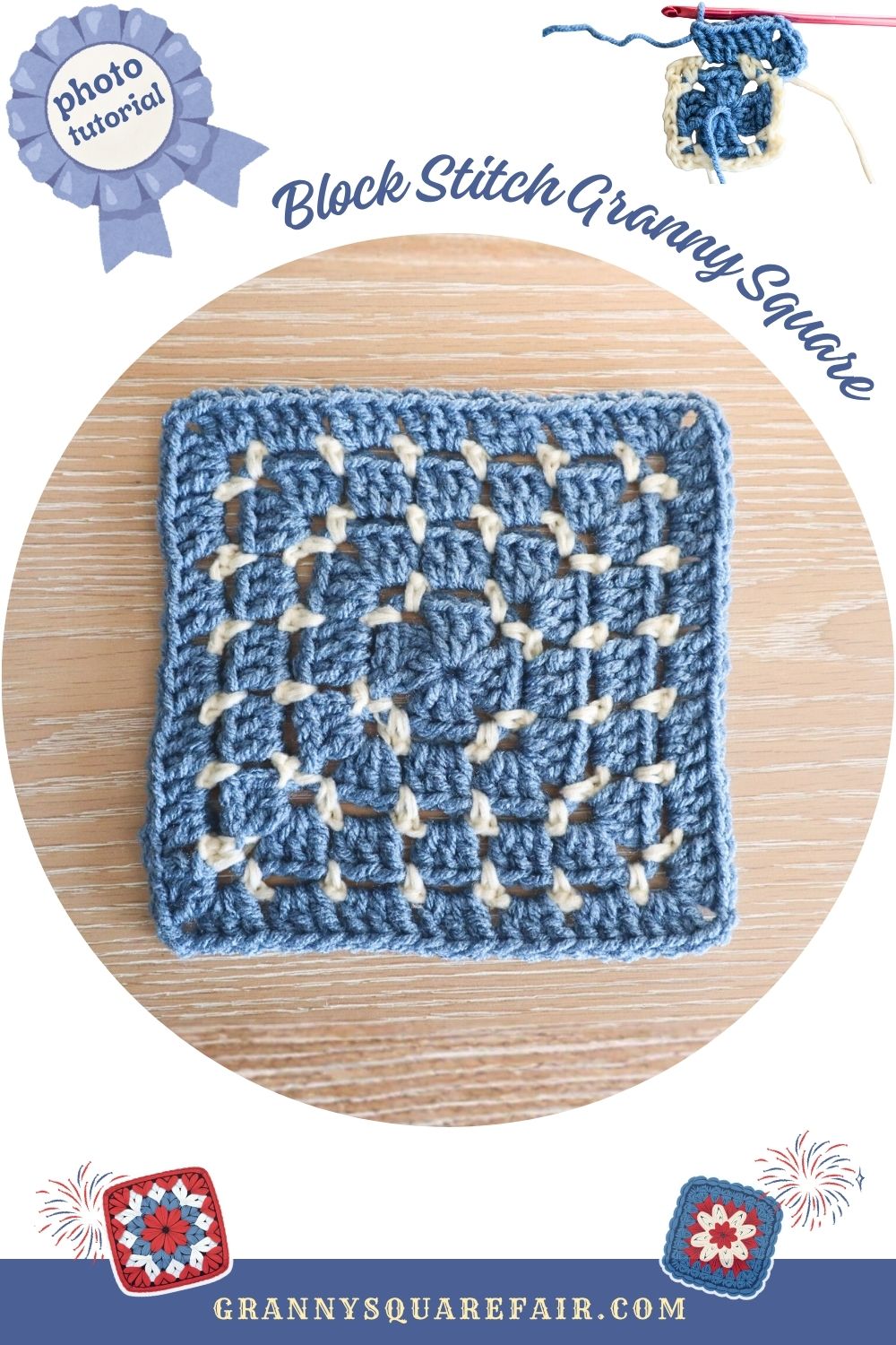 Crochet the block stitch granny square