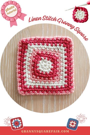 Linen stitch granny square blog graphic